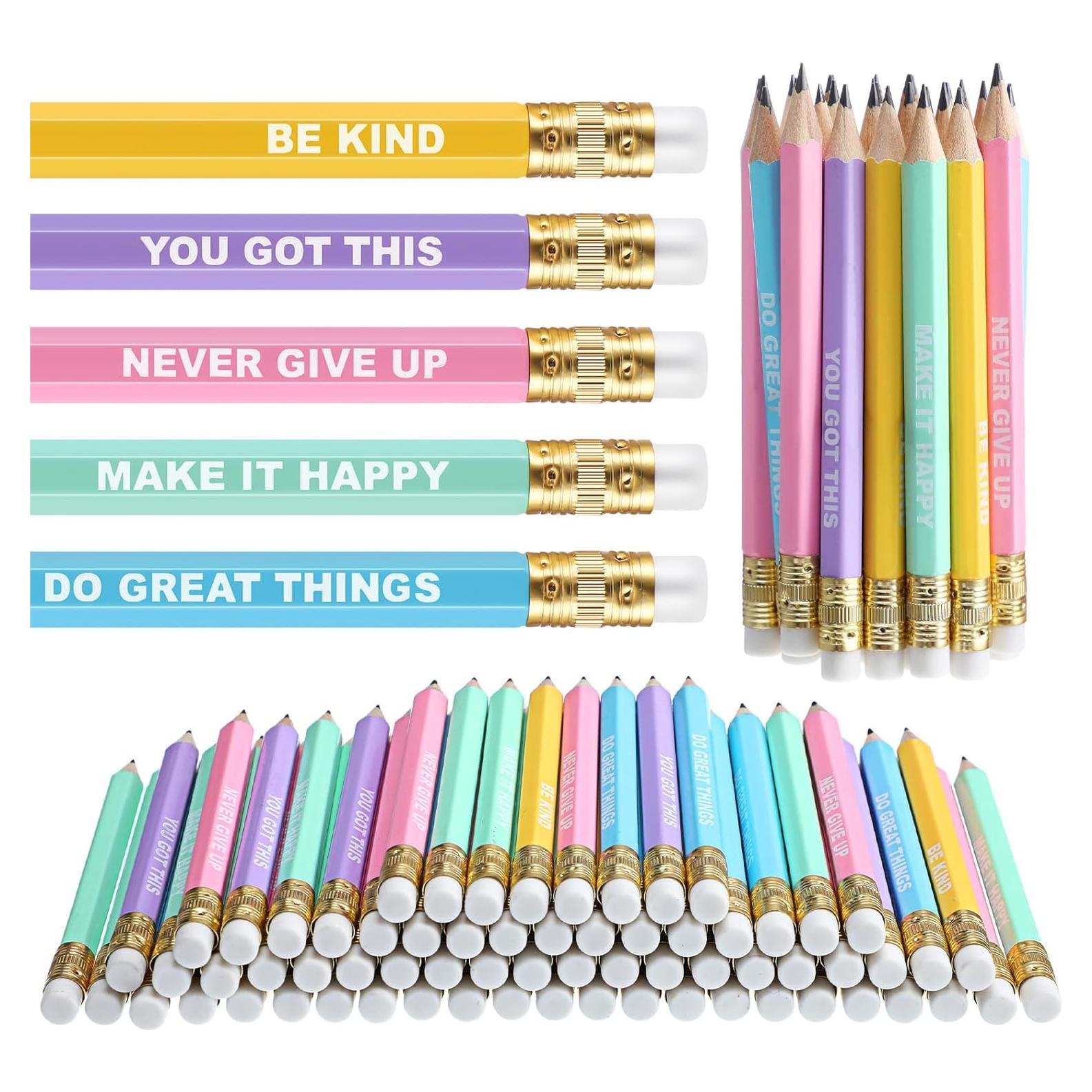 Lápices Inspiracionales Jetec 100 Pcs Cortos con Borrador