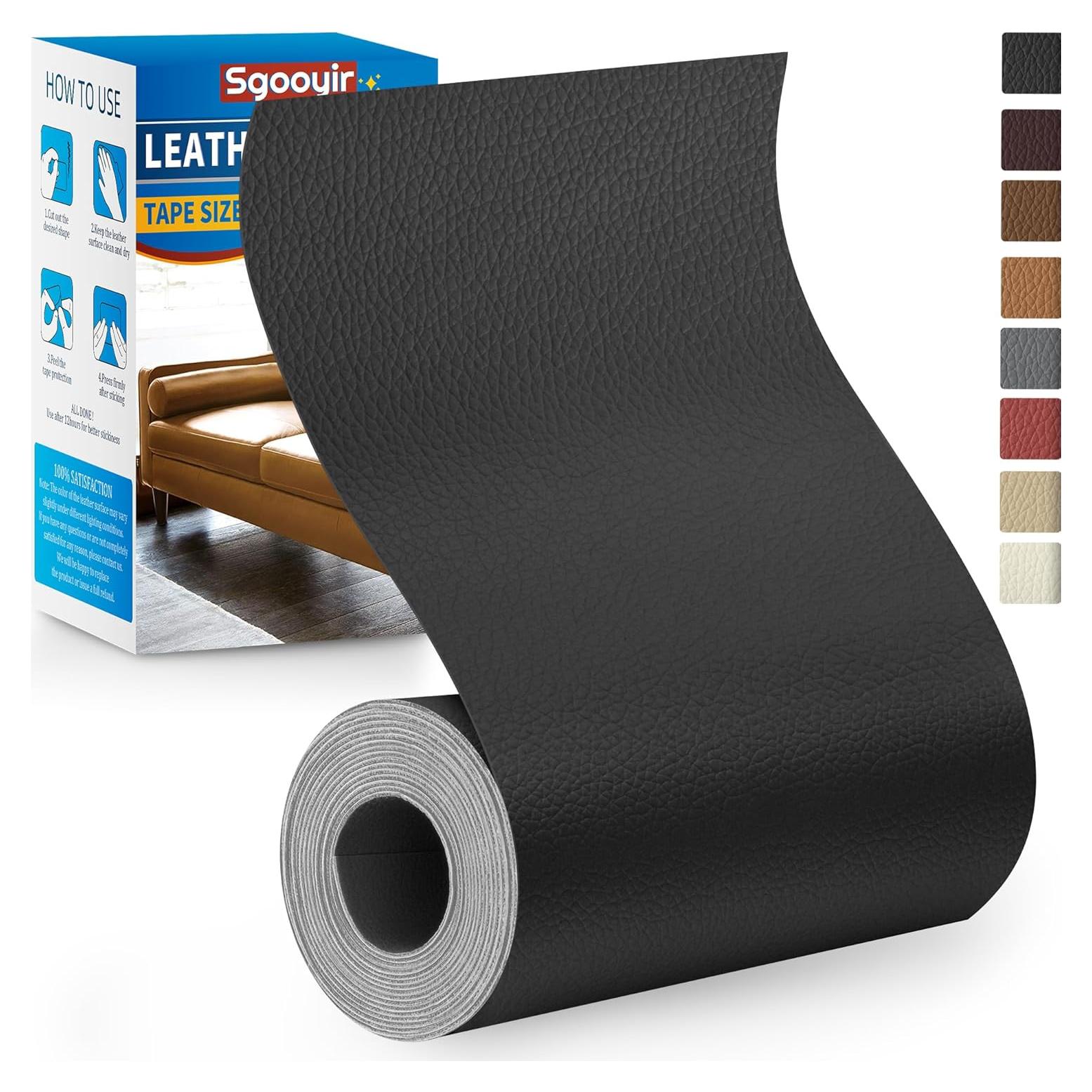 Kit de Parche de Reparación de Cuero Sgooyir 7.62x203.2cm Negro