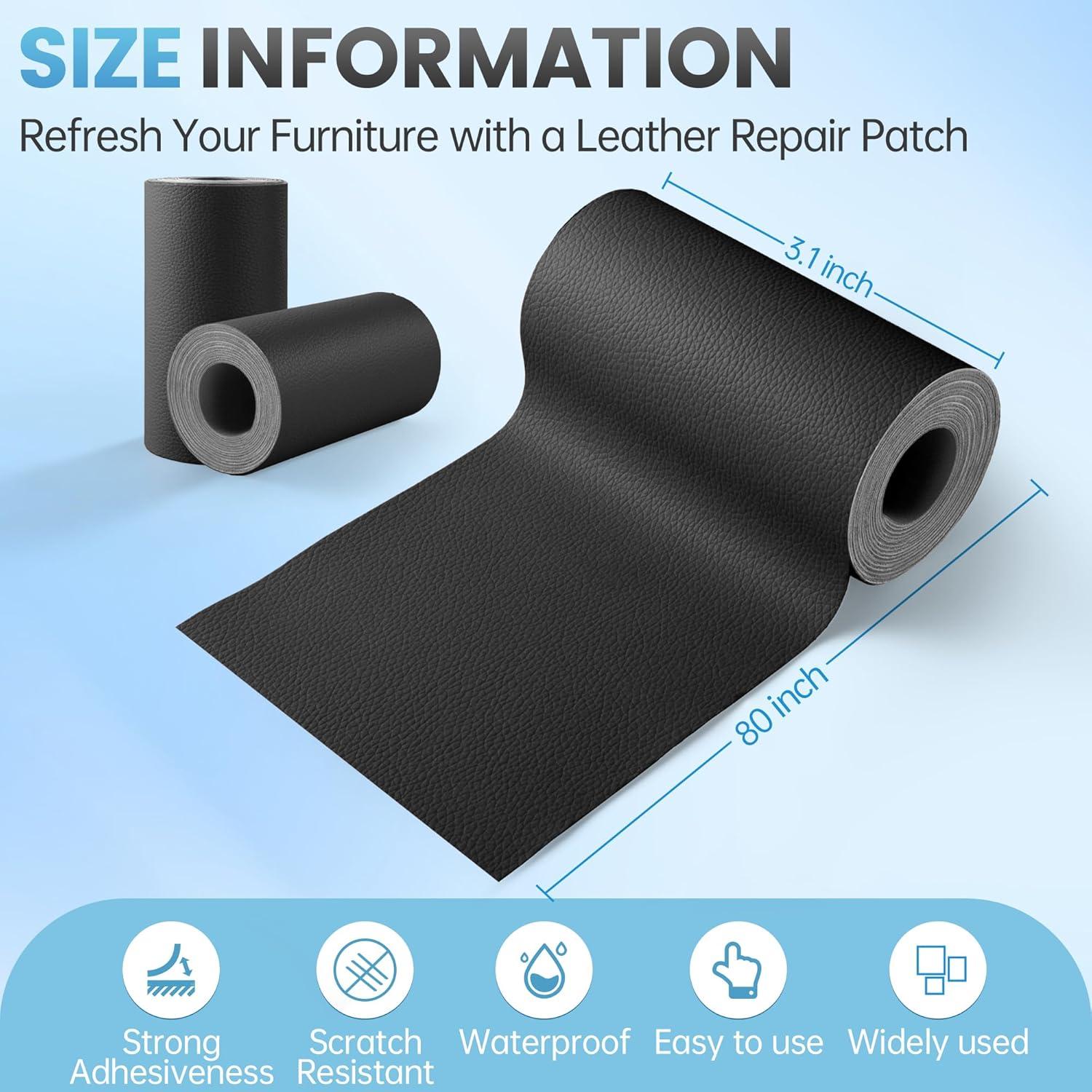 Kit de Parche de Reparación de Cuero Sgooyir 7.62x203.2cm Negro