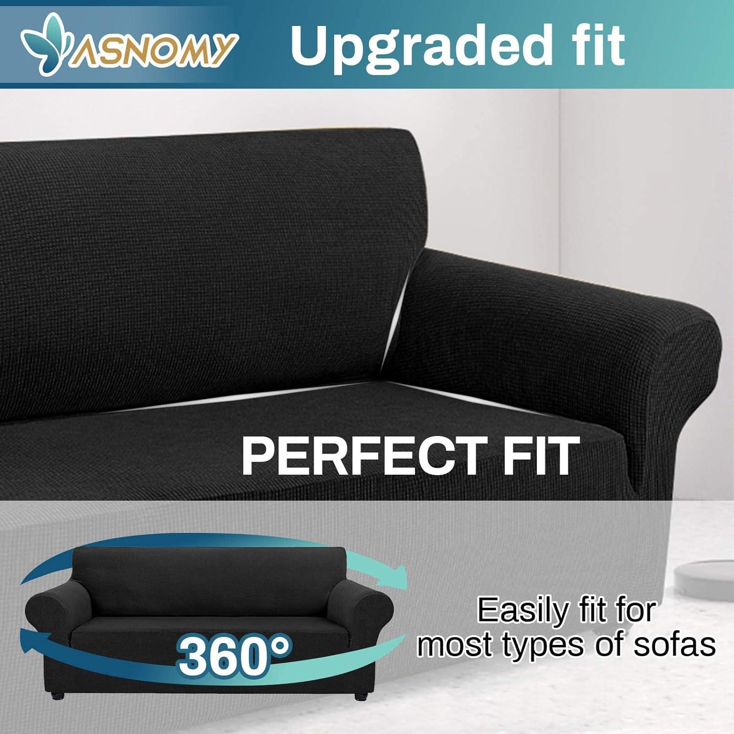 Funda de Sofá Asnomy Grande Negra Impermeable y Lavable