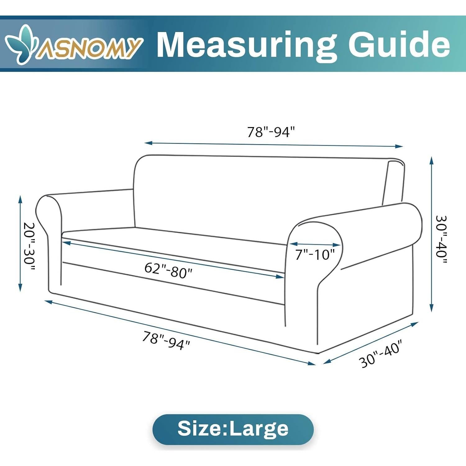 Funda de Sofá Asnomy Grande Negra Impermeable y Lavable