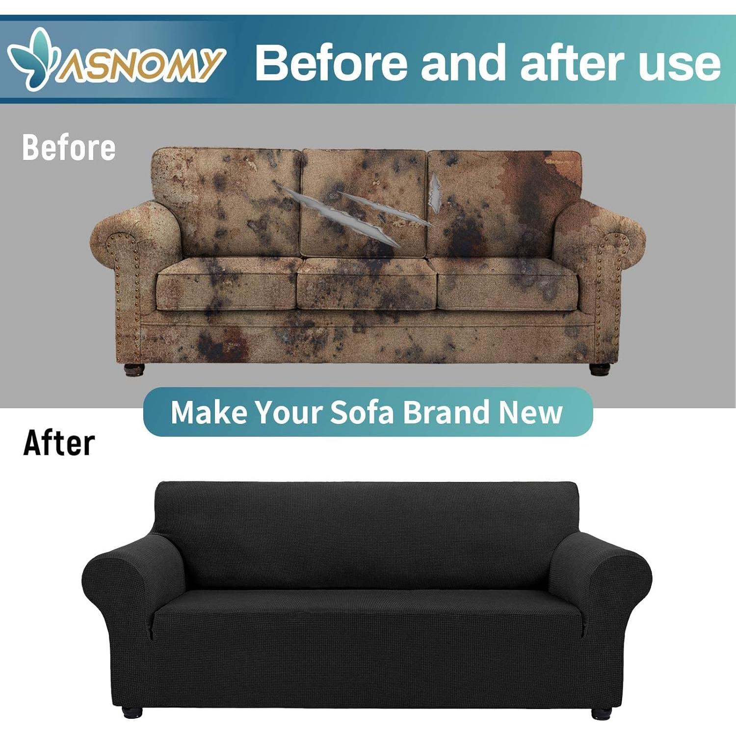 Funda de Sofá Asnomy Grande Negra Impermeable y Lavable