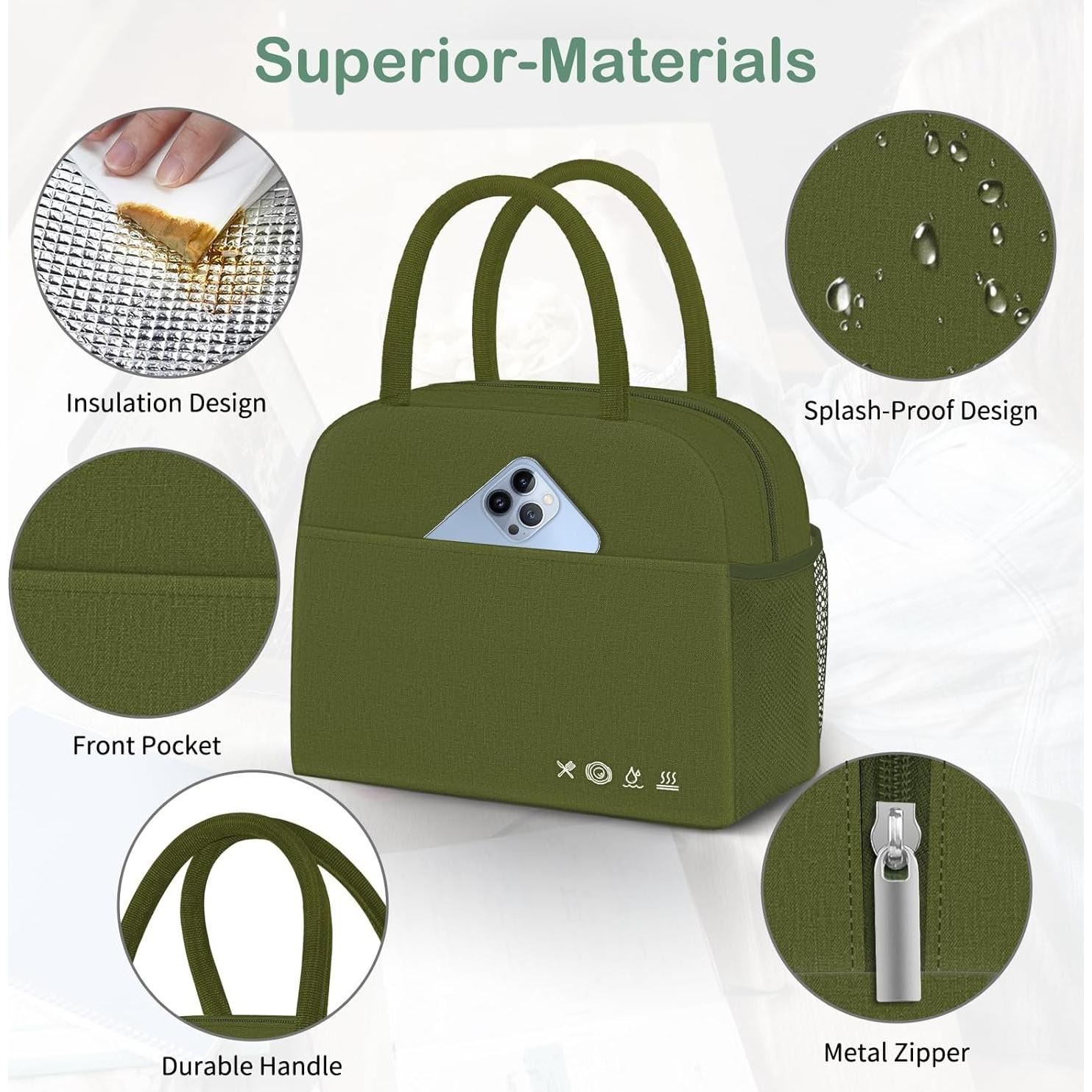 Bolsa de Almuerzo Reutilizable DALINDA Verde Militar 9.5L