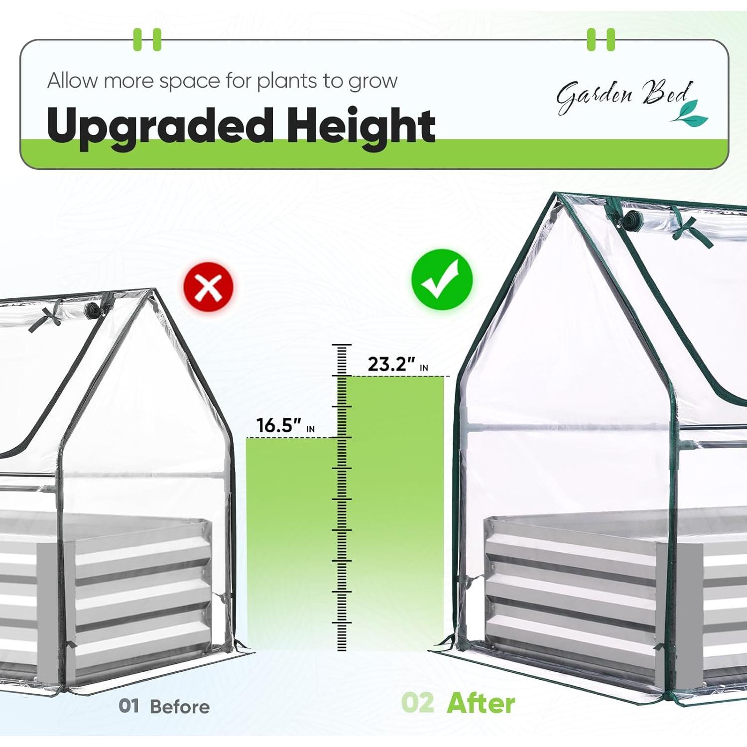 Cama de Jardín Elevada Quictent con Invernadero 1,22x0,79m