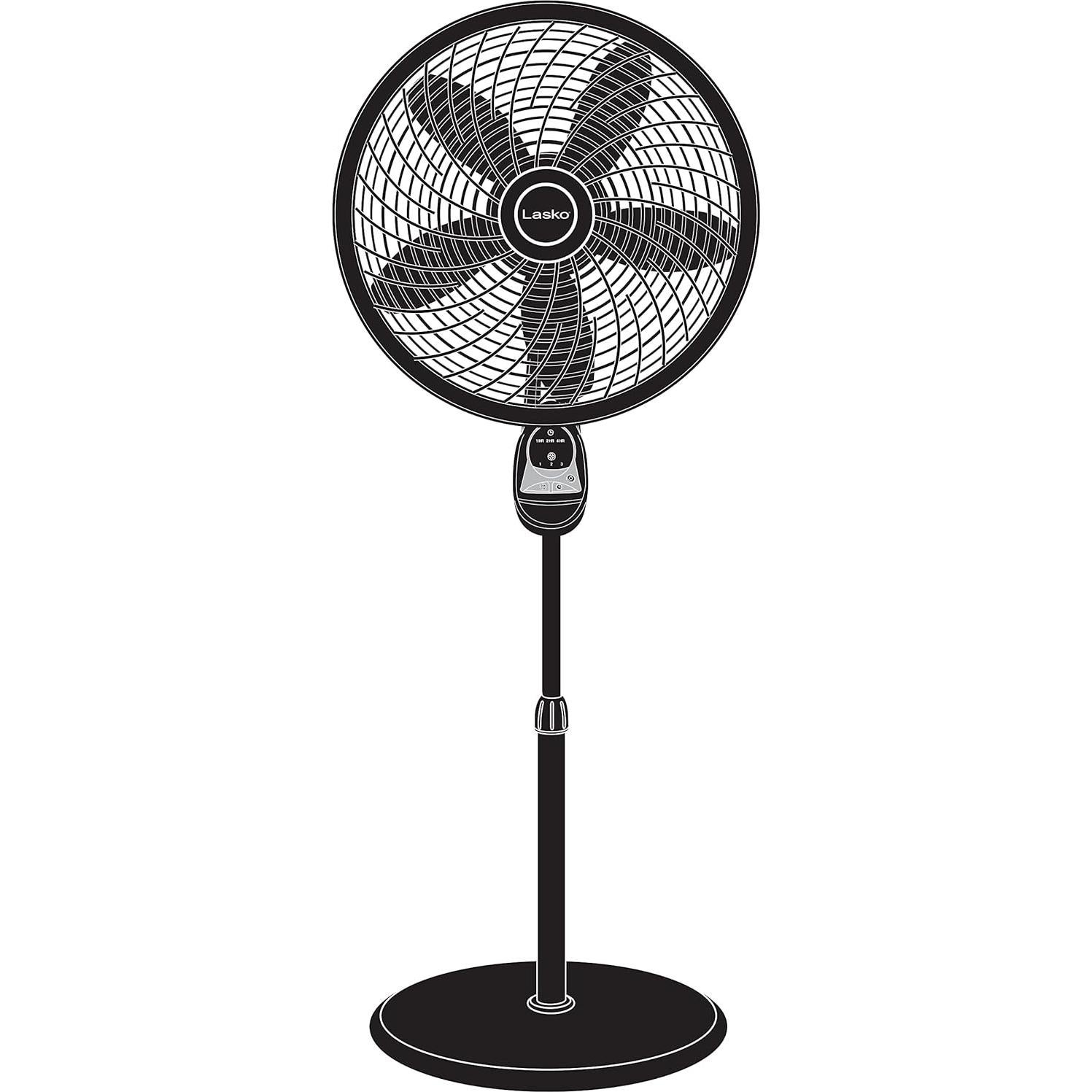 Ventilador de pedestal Lasko 1843, 3 velocidades, control remoto, 45.72 cm