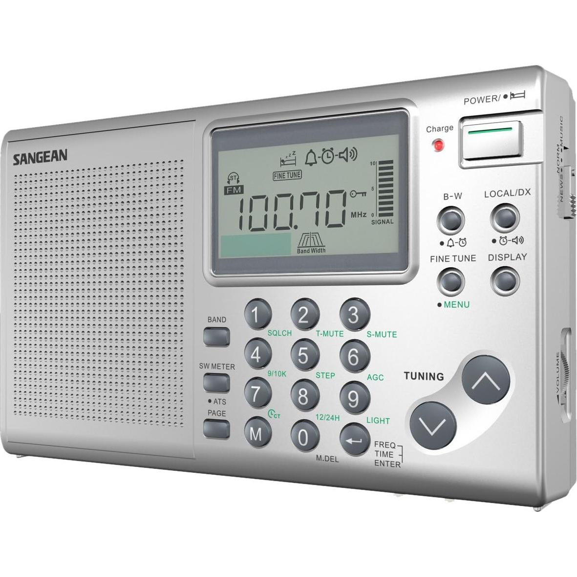 Sangean ATS-405 FM-Stereo/AM/Short Wave World Band Receiver (Silver) and Sangean ANT-60 Short Wave Antenna Bundle