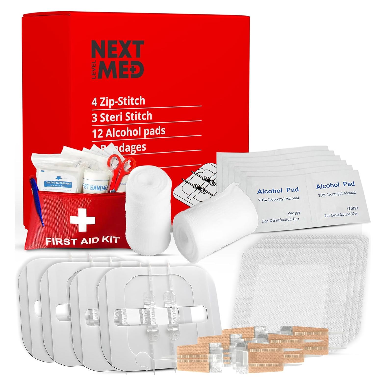 Kit de Cierre de Heridas Next Level Med - 3 Steri Stitch y 4 Zip Stitch