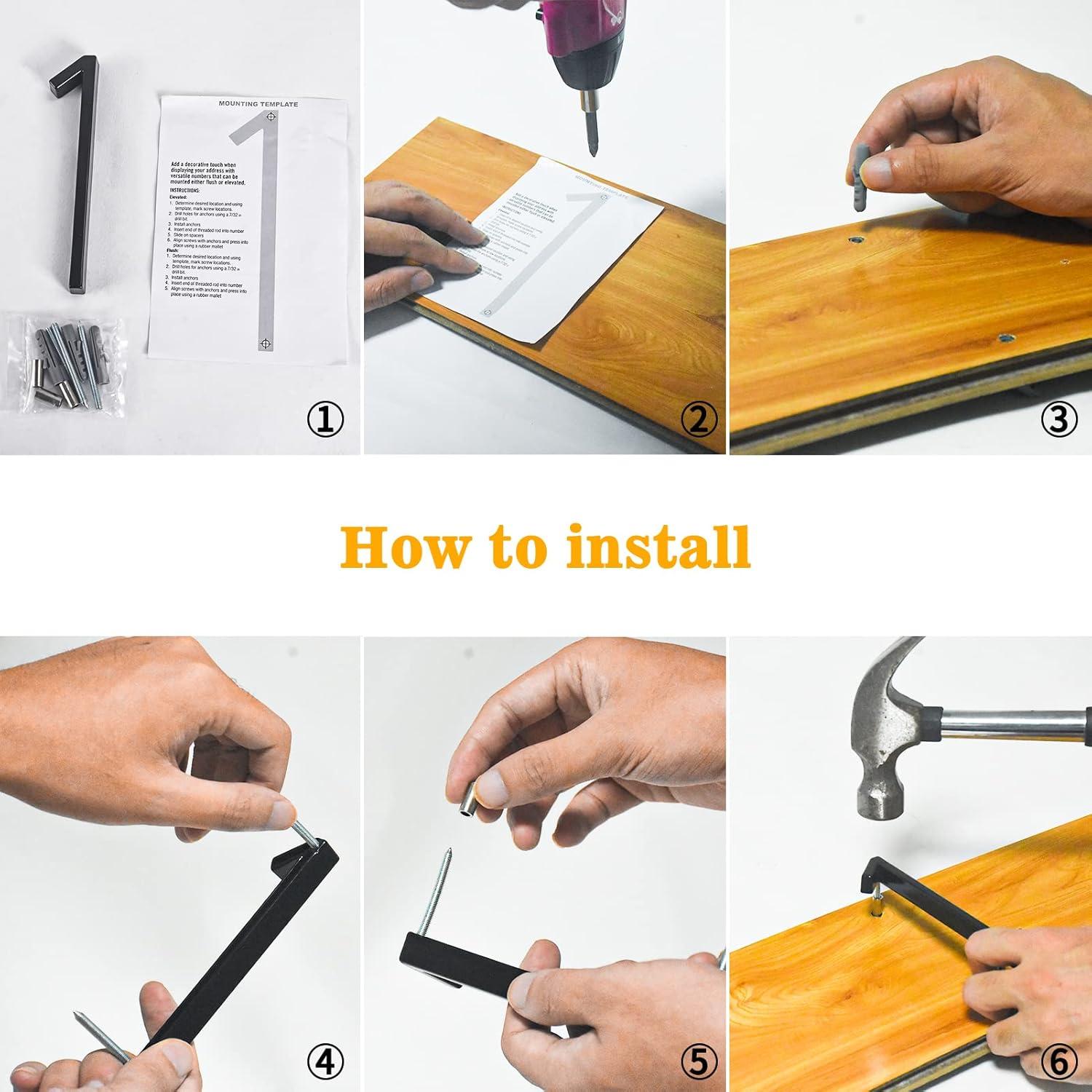 Número de casa flotante Merear 0 de acero inoxidable 12,7 cm