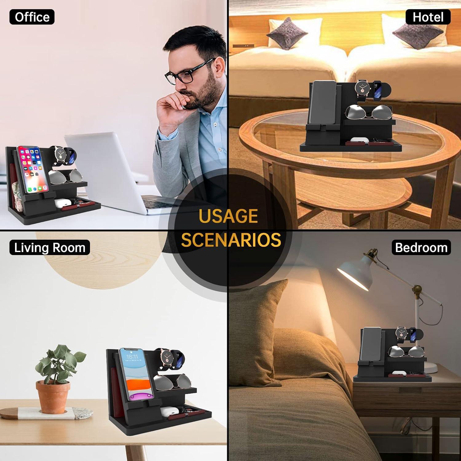 Organizador de Escritorio de Madera Iswabard - Estación de Acoplamiento 25.4x15x18.8 cm