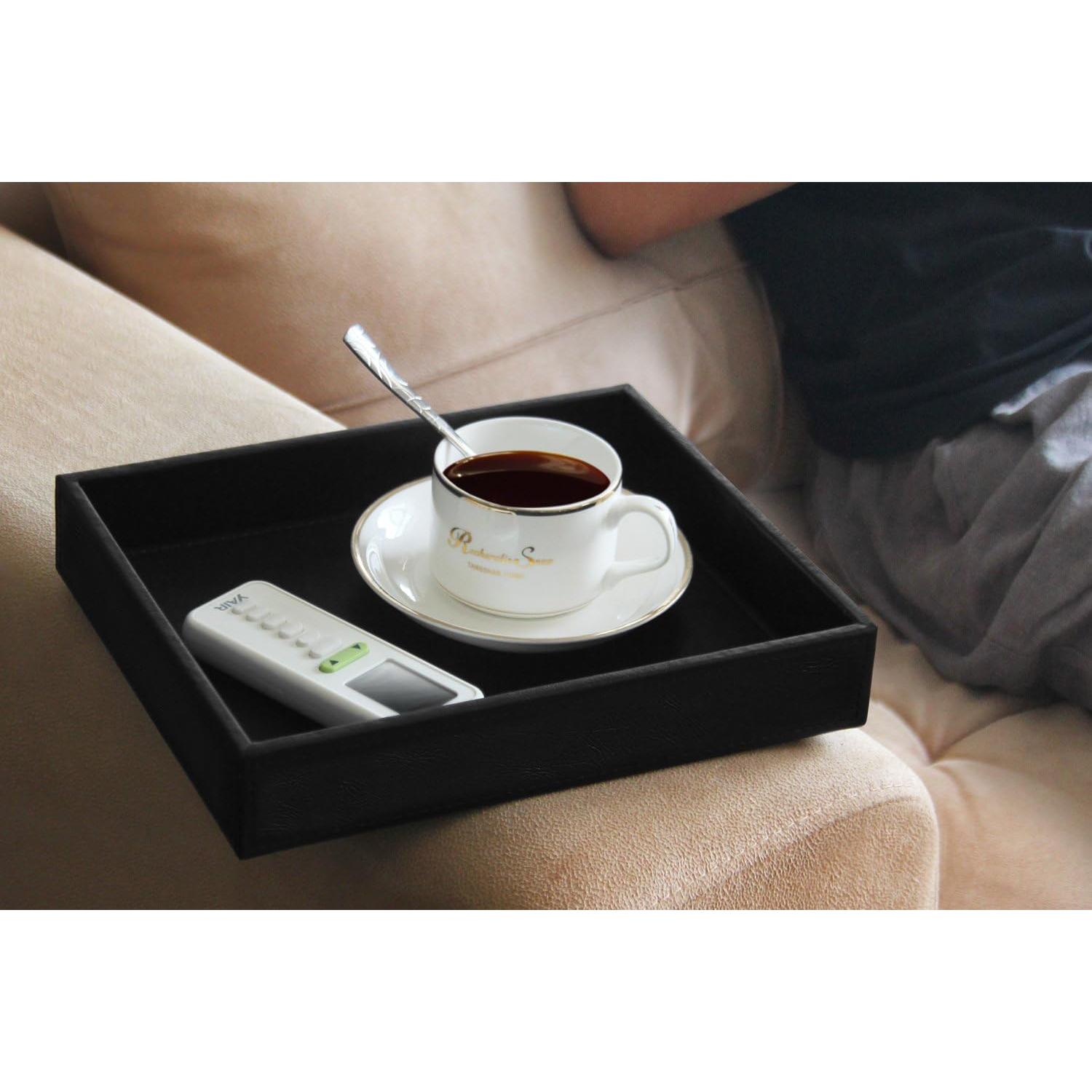 Organizador de Mesita de Noche Vixdonos Cuero Negro 25.9x21.1 cm