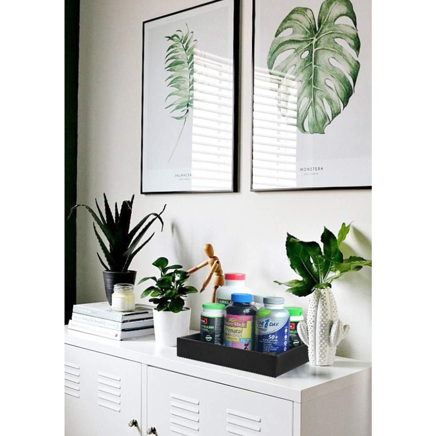 Organizador de Mesita de Noche Vixdonos Cuero Negro 25.9x21.1 cm