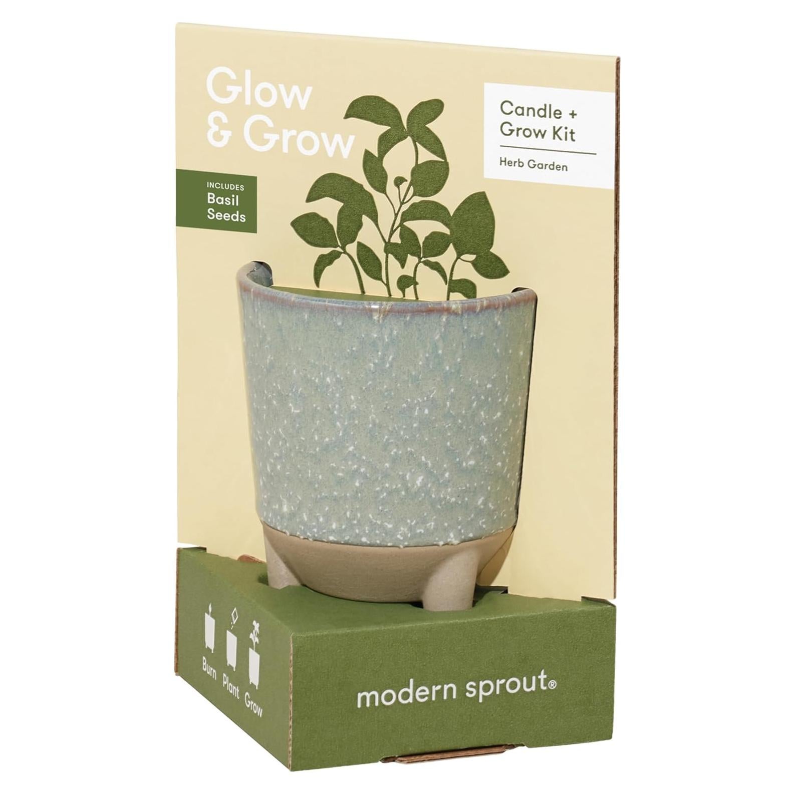 Vela de Jardín Glow and Grow Modern Sprout + Kit Albahaca