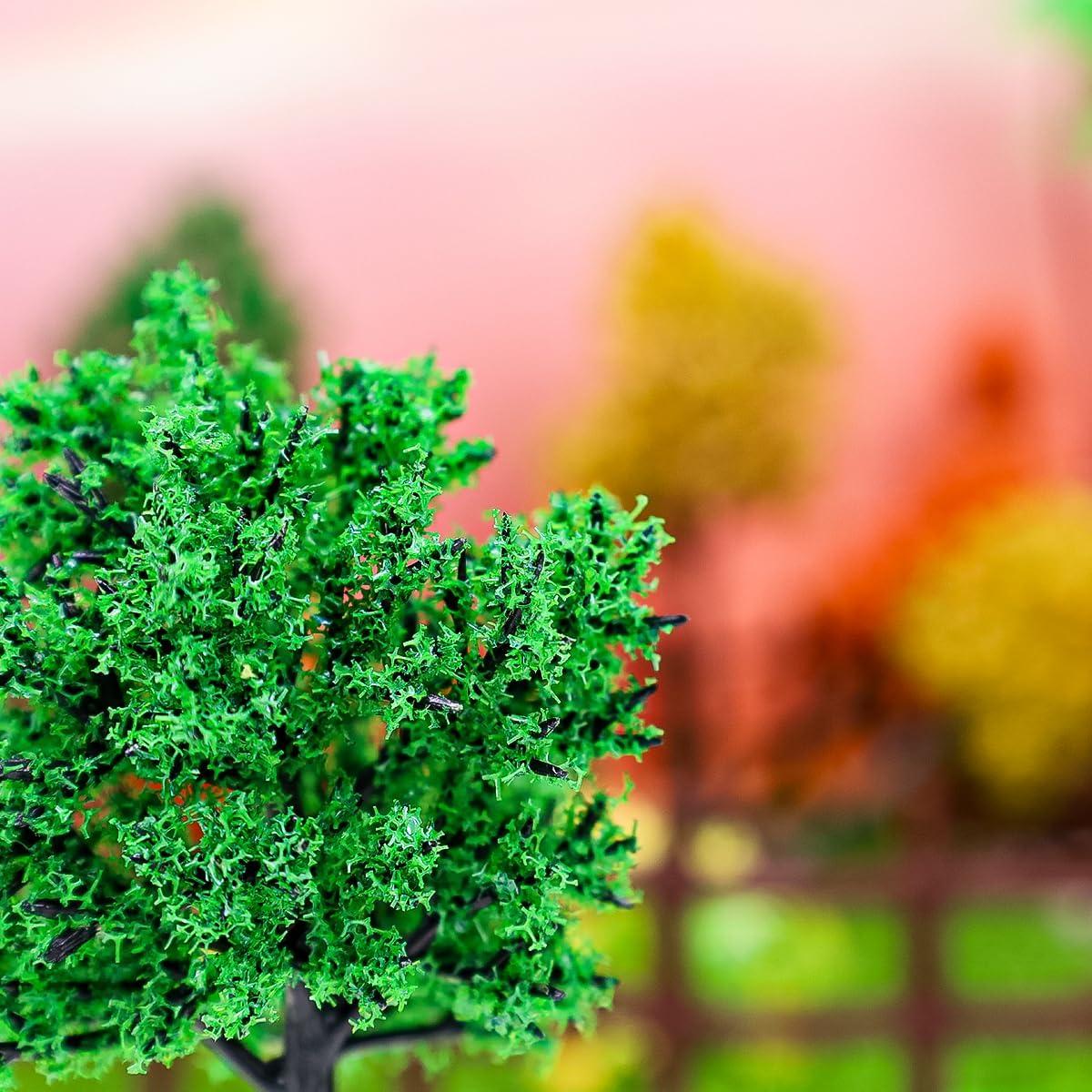 Folmywy 16 Pcs Miniature Model Trees 1.77 to 5.83 Inch Green Mixed Mini Fake Diorama Tree Landscape Scenery Supplies for DIY Crafts Wargame Train Railroad Accessories