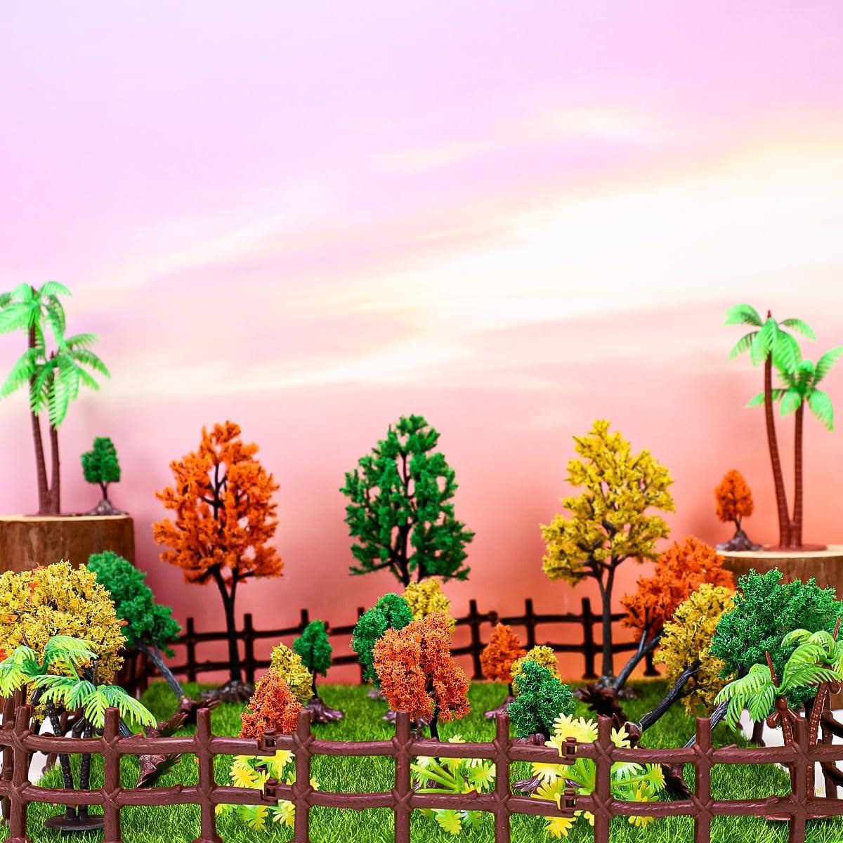 Folmywy 16 Pcs Miniature Model Trees 1.77 to 5.83 Inch Green Mixed Mini Fake Diorama Tree Landscape Scenery Supplies for DIY Crafts Wargame Train Railroad Accessories