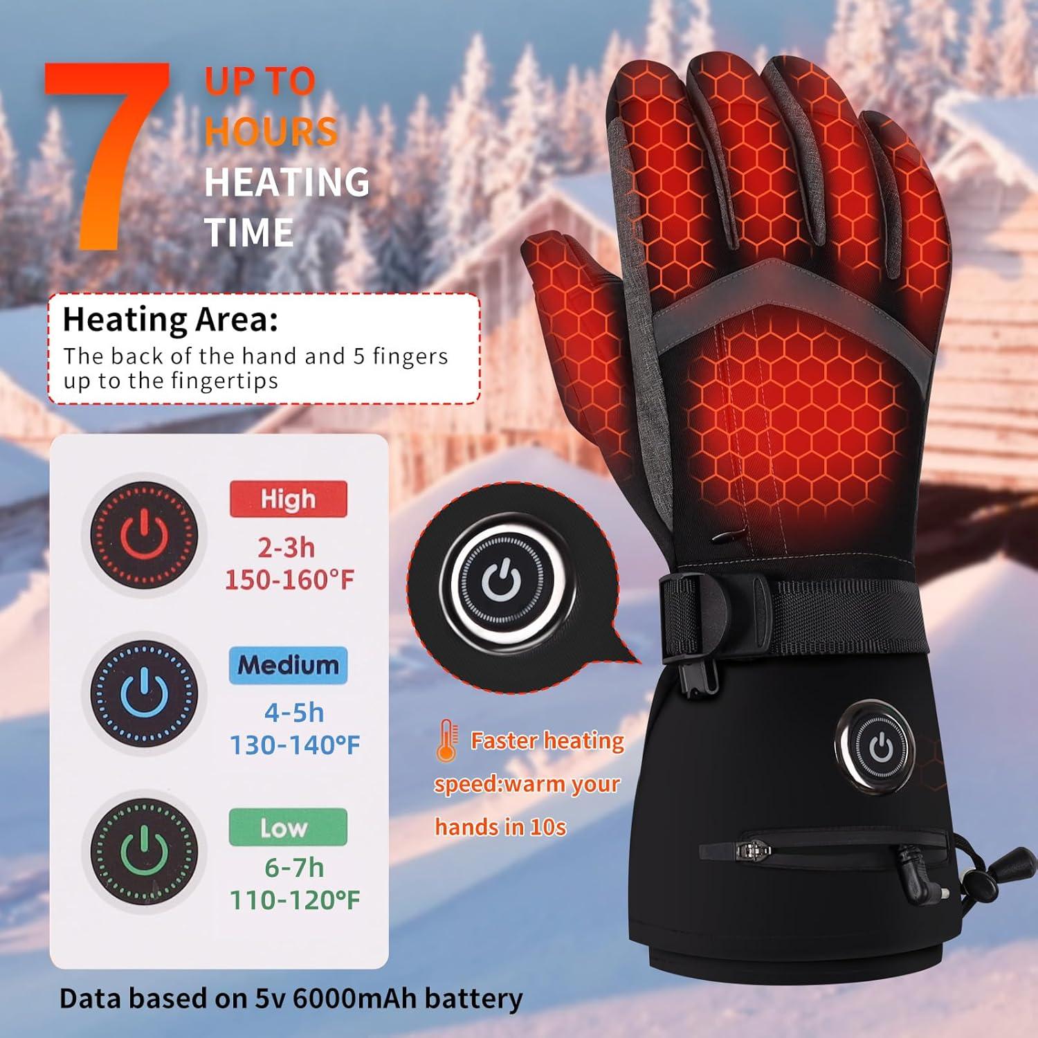 Guantes Calentados YBWLCLO Unisex Recargables 6000mAh Táctiles