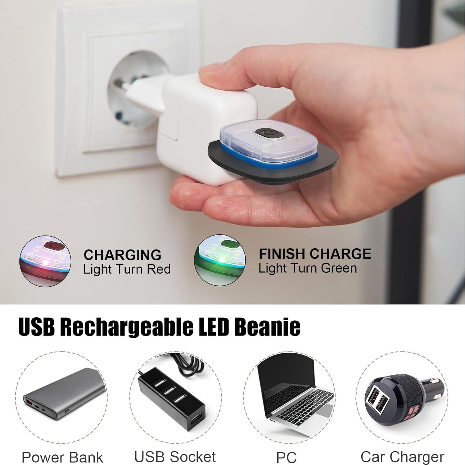 Gorro de Forro Polar MELASA con Luz LED Recargable USB