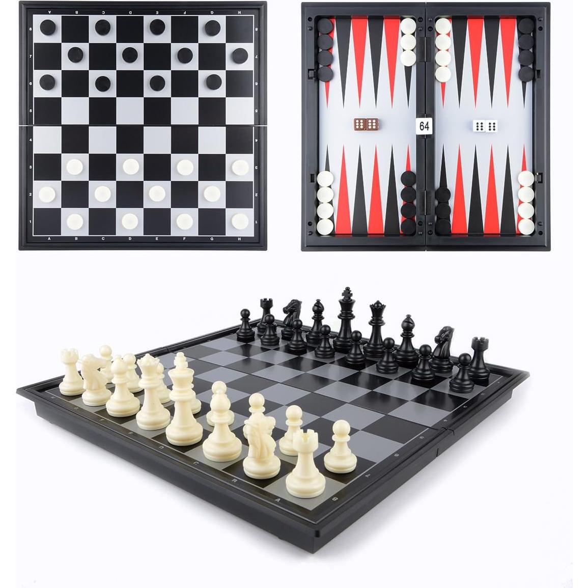 Set 3 en 1 Ajedrez Hoshin Magnético Plegable 24.9 cm