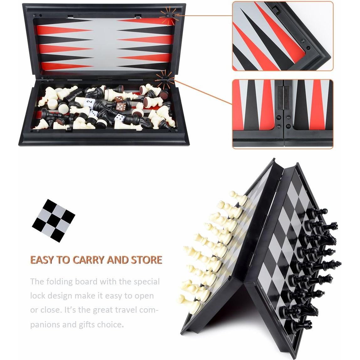 Set 3 en 1 Ajedrez Hoshin Magnético Plegable 24.9 cm