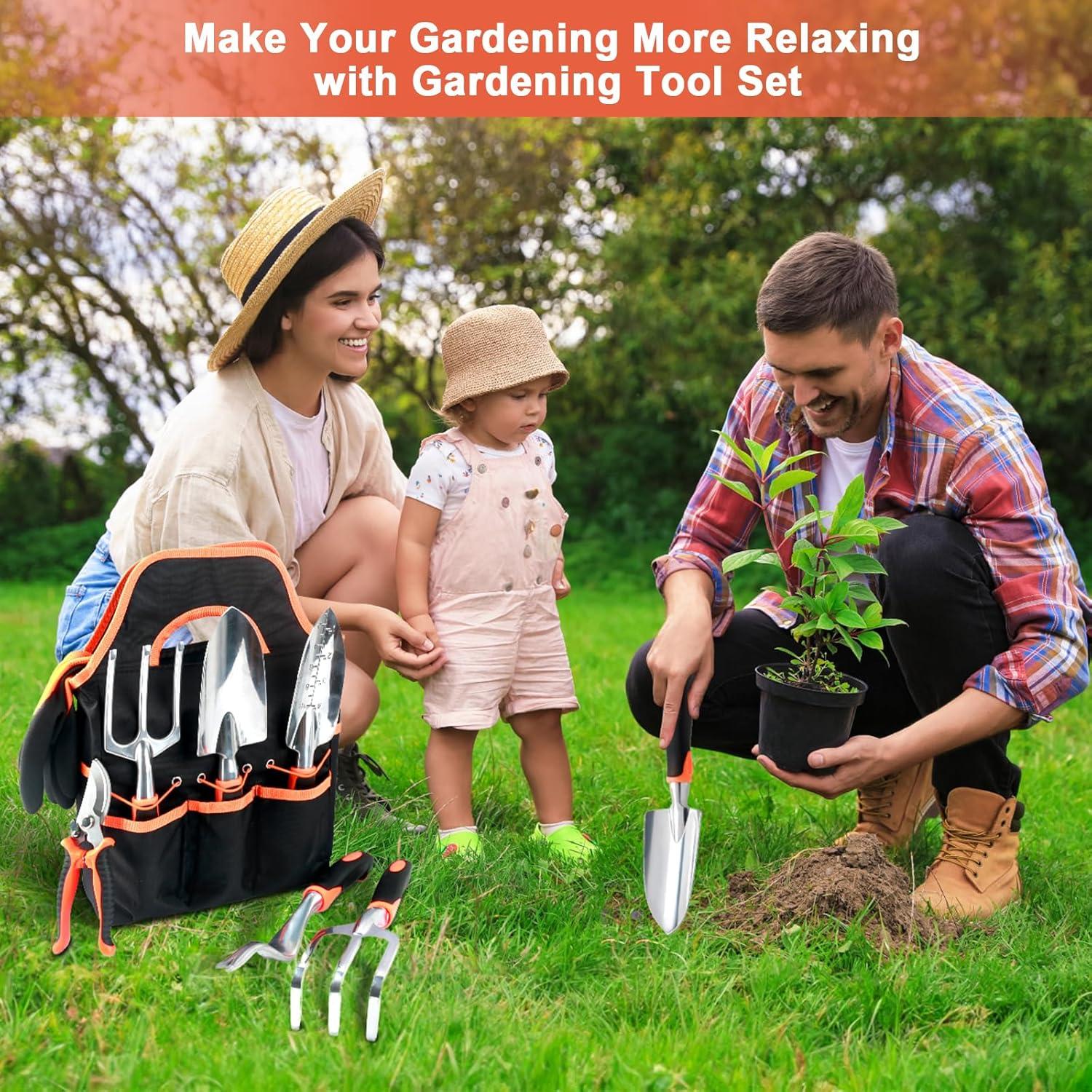 Juego de Herramientas de Jardín MECHEER 8 Piezas con Bolsa