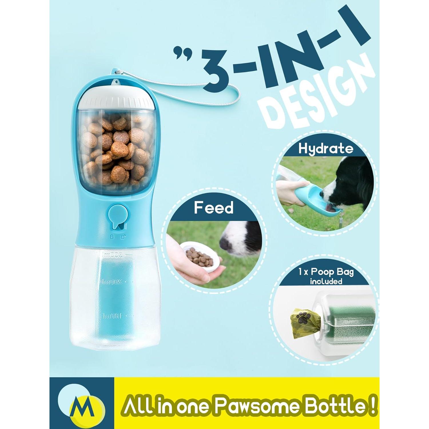Botella de Agua para Perros Wenzhou 10oz Azul 3 en 1