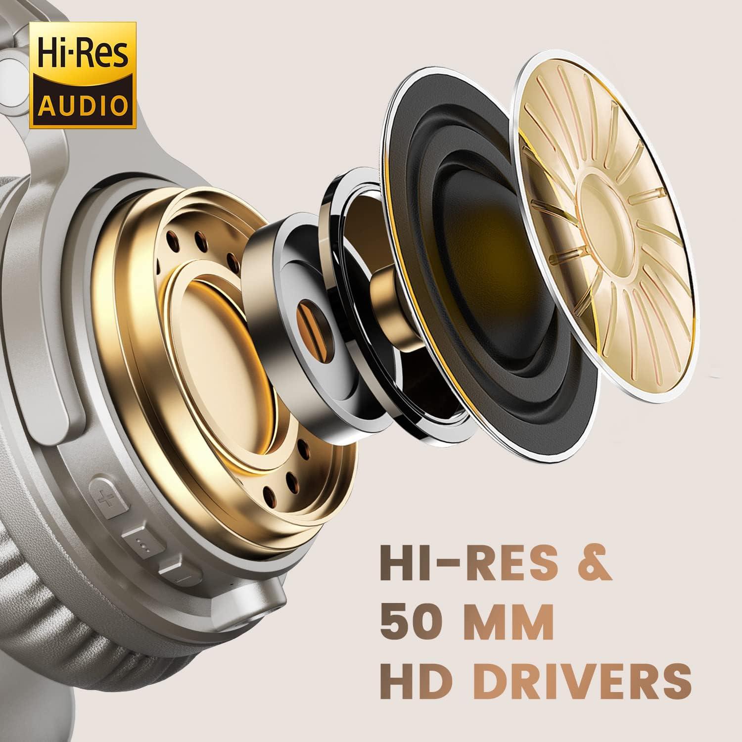 Auriculares Bluetooth OneOdio Pro C Oro Champán 110h Inalámbricos