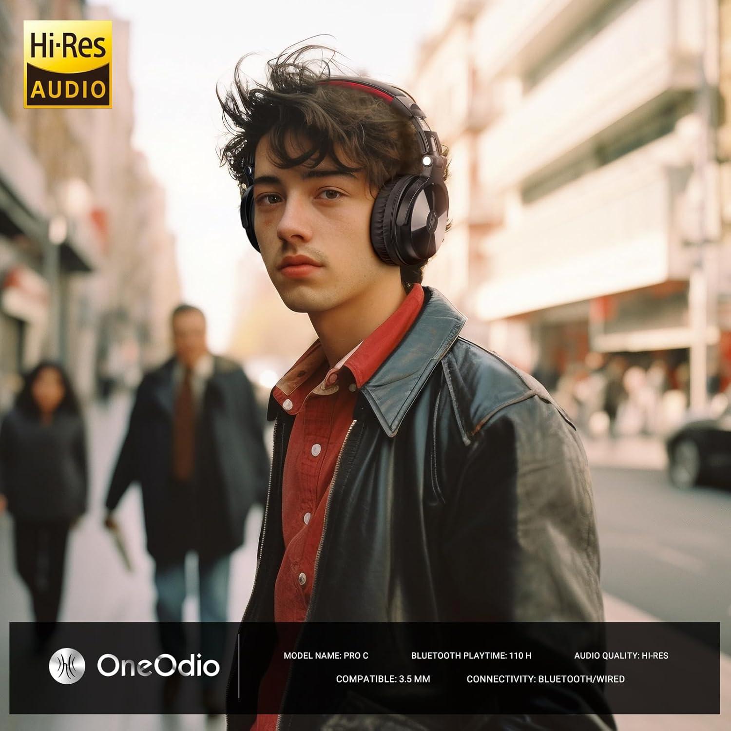 Auriculares Bluetooth OneOdio Pro C - 110 Horas Inalámbricos Rojo