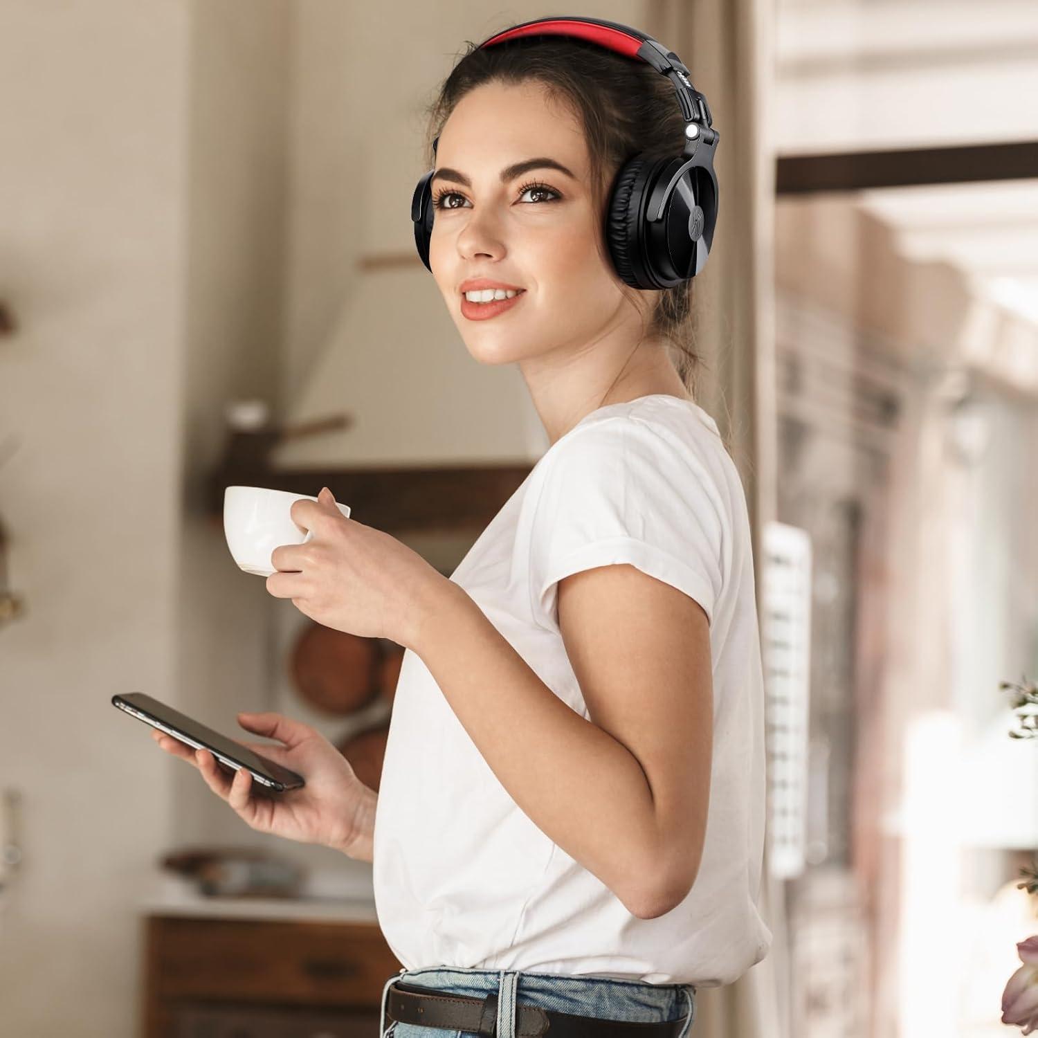 Auriculares Bluetooth OneOdio Pro C - 110 Horas Inalámbricos Rojo