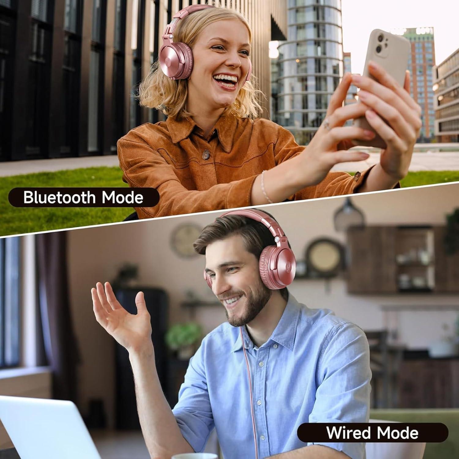 Auriculares Bluetooth OneOdio Pro C Oro Rosa 110h Plegables