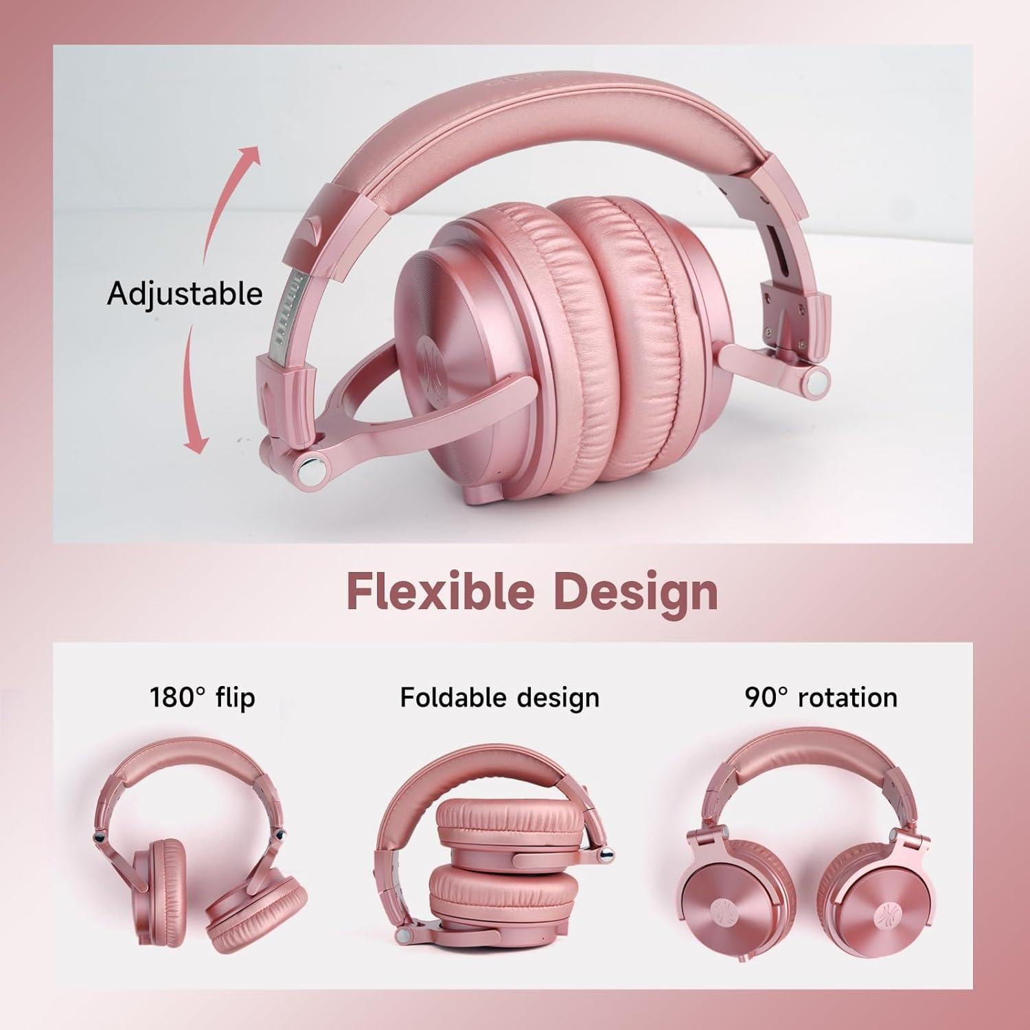 Auriculares Bluetooth OneOdio Pro C Oro Rosa 110h Plegables