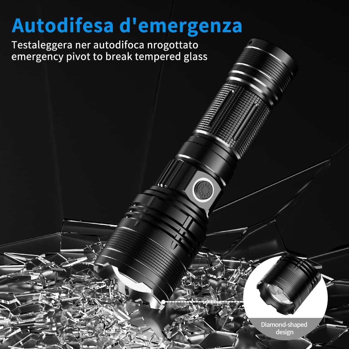 Linterna Recargable E-SHIDAI 2000 Lúmenes USB C 5 Modos