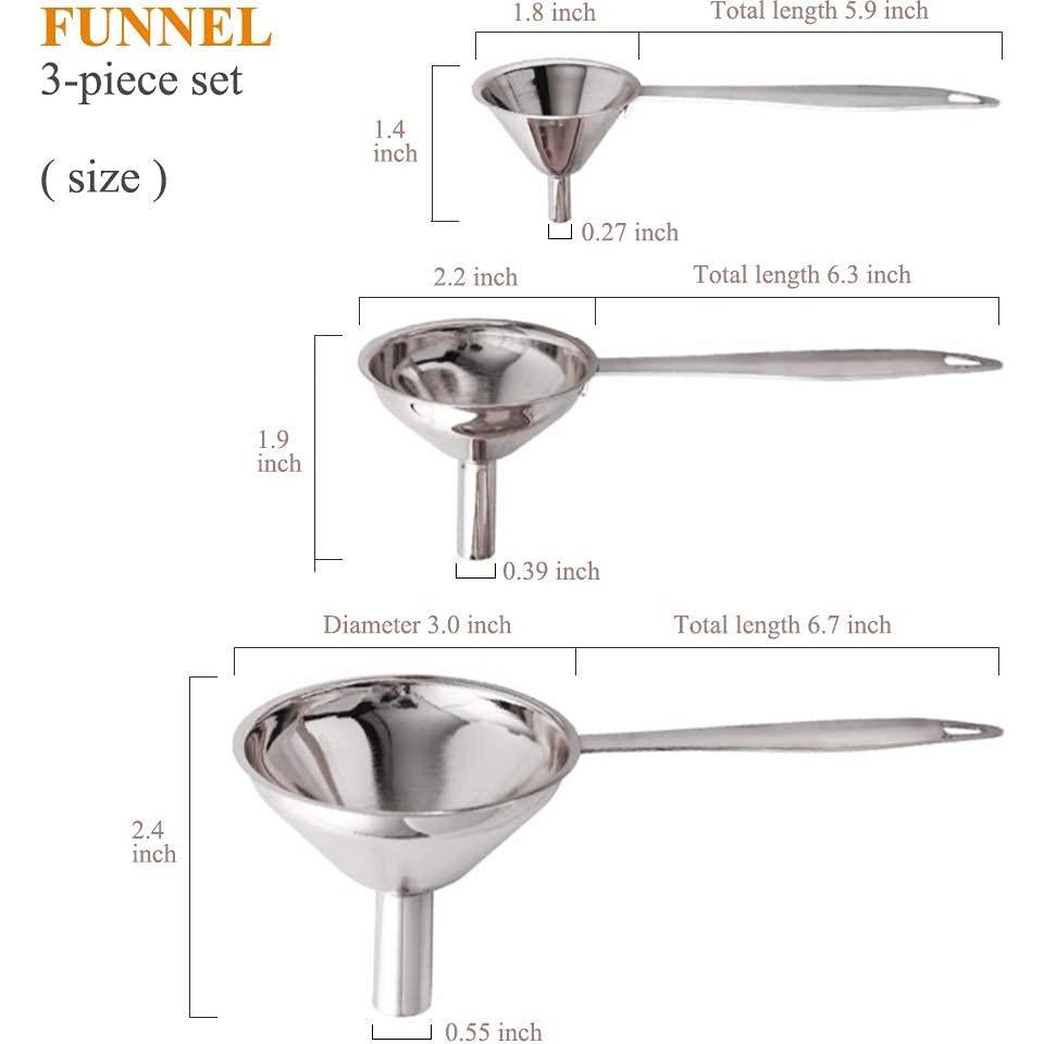 Juego de Embudos de Acero Inoxidable 3 en 1 YEVIOR