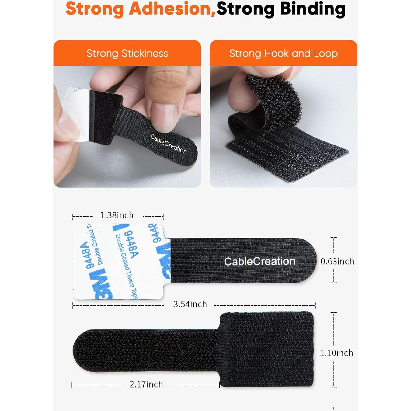 Sujetadores de Cables Autoadhesivos CableCreation 5PCS Nylon Negro