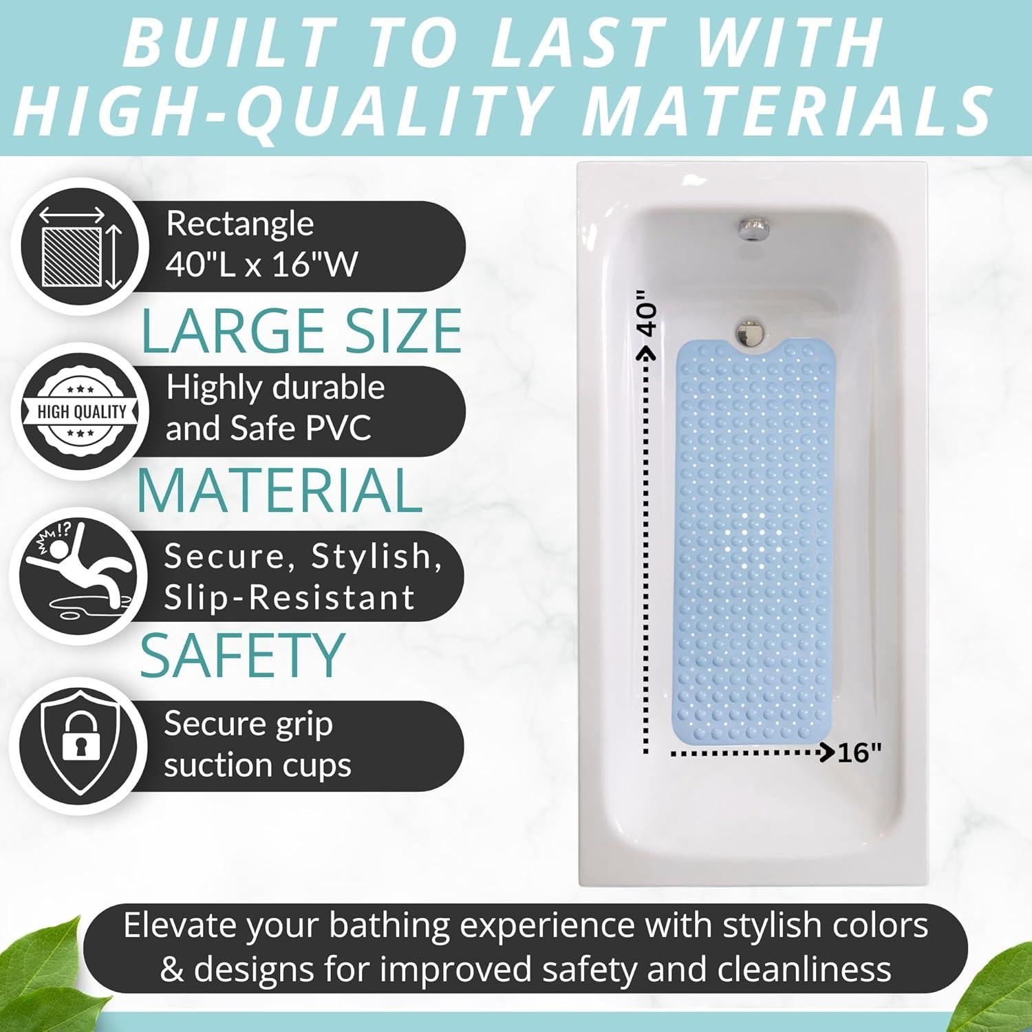 Alfombrilla de Baño Antideslizante ENKOSI 101.6x40.6 cm Azul Aqua