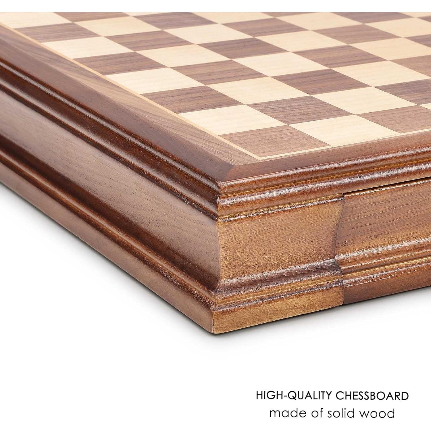 Juego de Ajedrez Magnético de Madera AMEROUS 12.8 cm con Almacenamiento