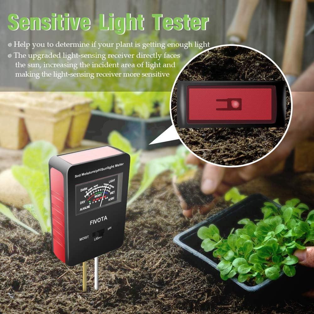 Medidor de pH del Suelo Fivota FV03 con Pantalla Grande 3 en 1