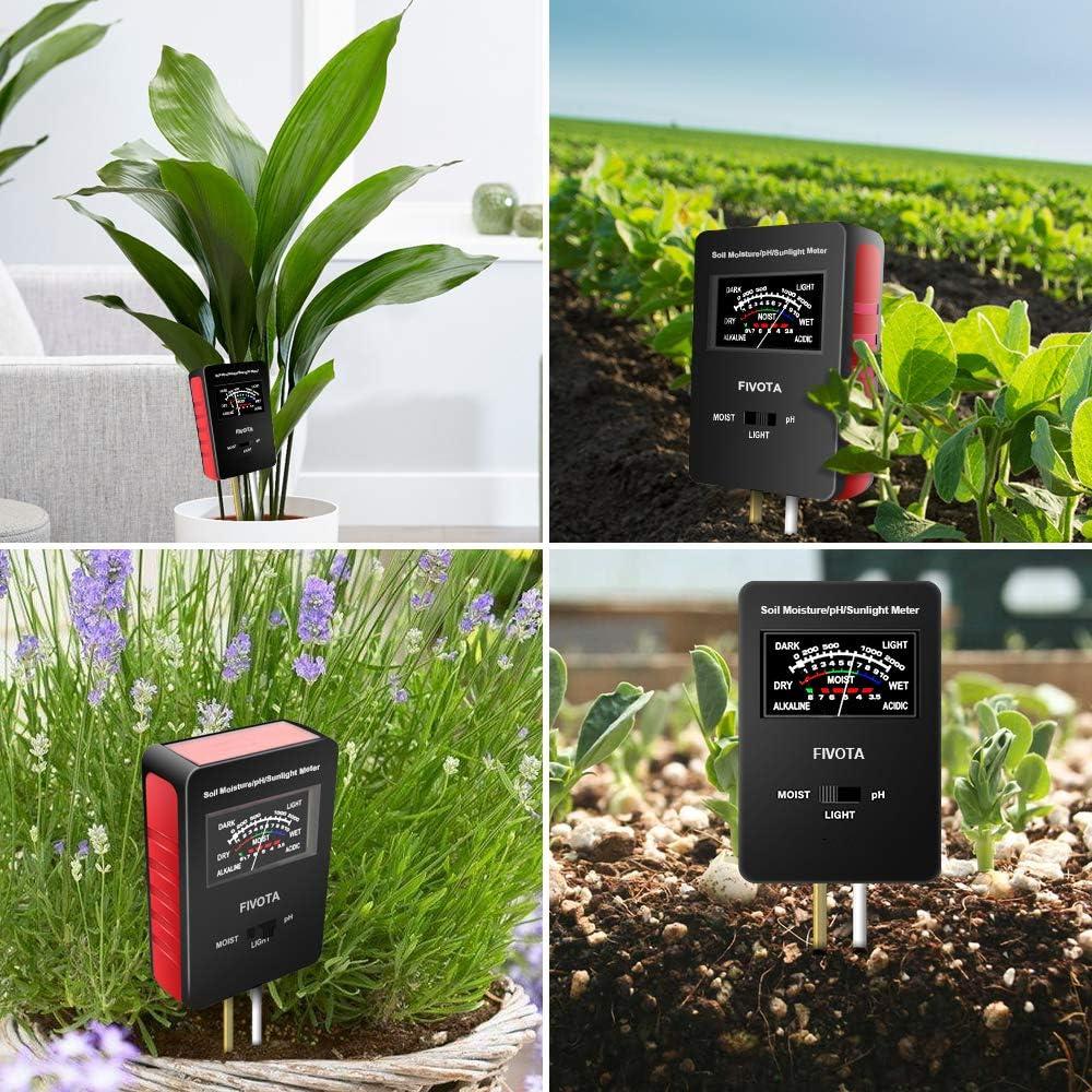 Medidor de pH del Suelo Fivota FV03 con Pantalla Grande 3 en 1