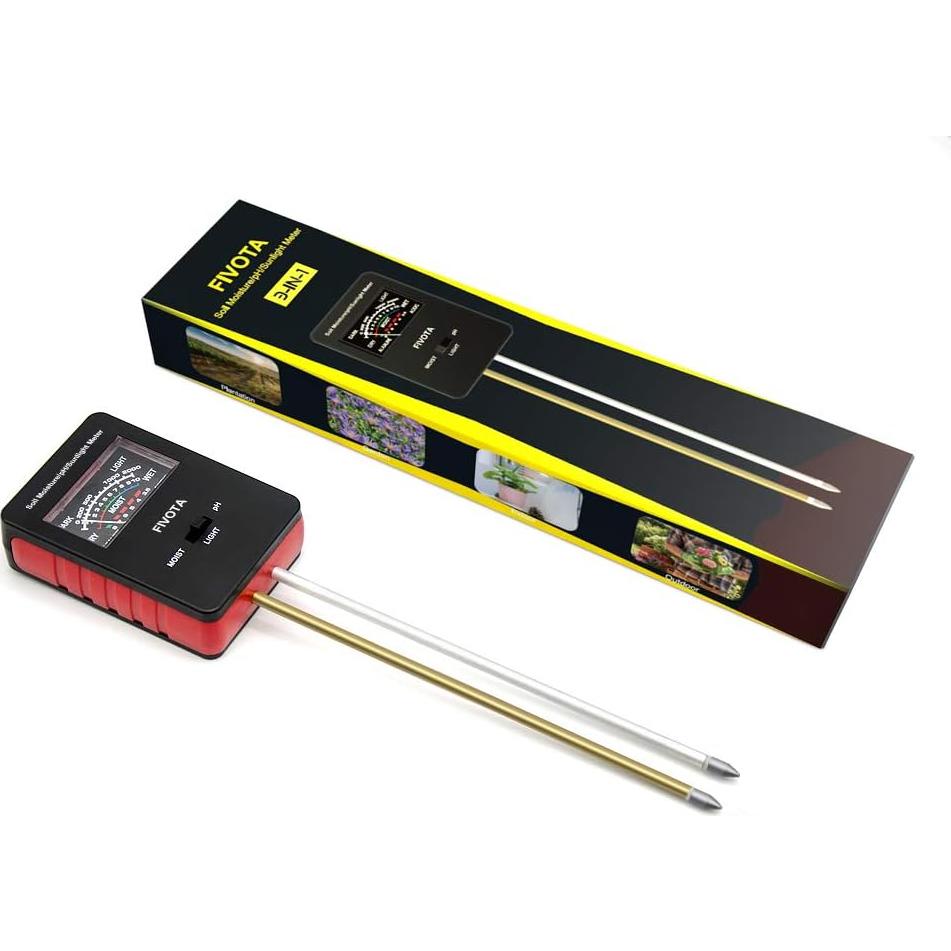 Medidor de pH del Suelo Fivota FV03 con Pantalla Grande 3 en 1