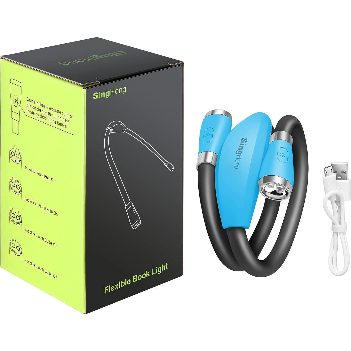 Luz de libro recargable USB Shenzhen SHNBL-B1 4 LED 3 brillos