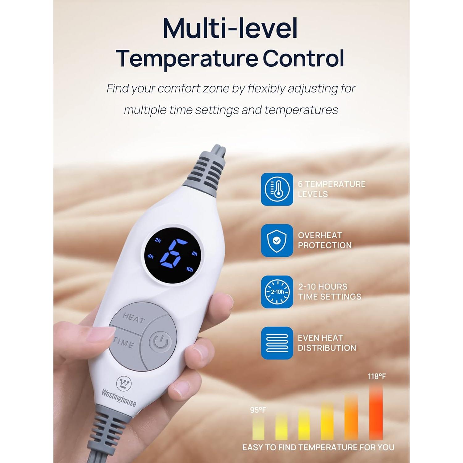 Manta Térmica Eléctrica Westinghouse 127x157.5 cm Beige