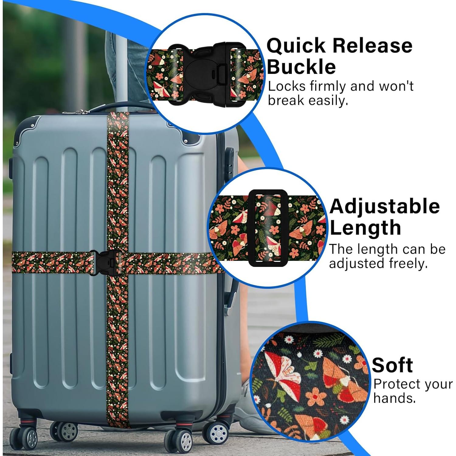 Correas de Equipaje Ajustables Leehoom 2 Paquetes Mariposa Negra