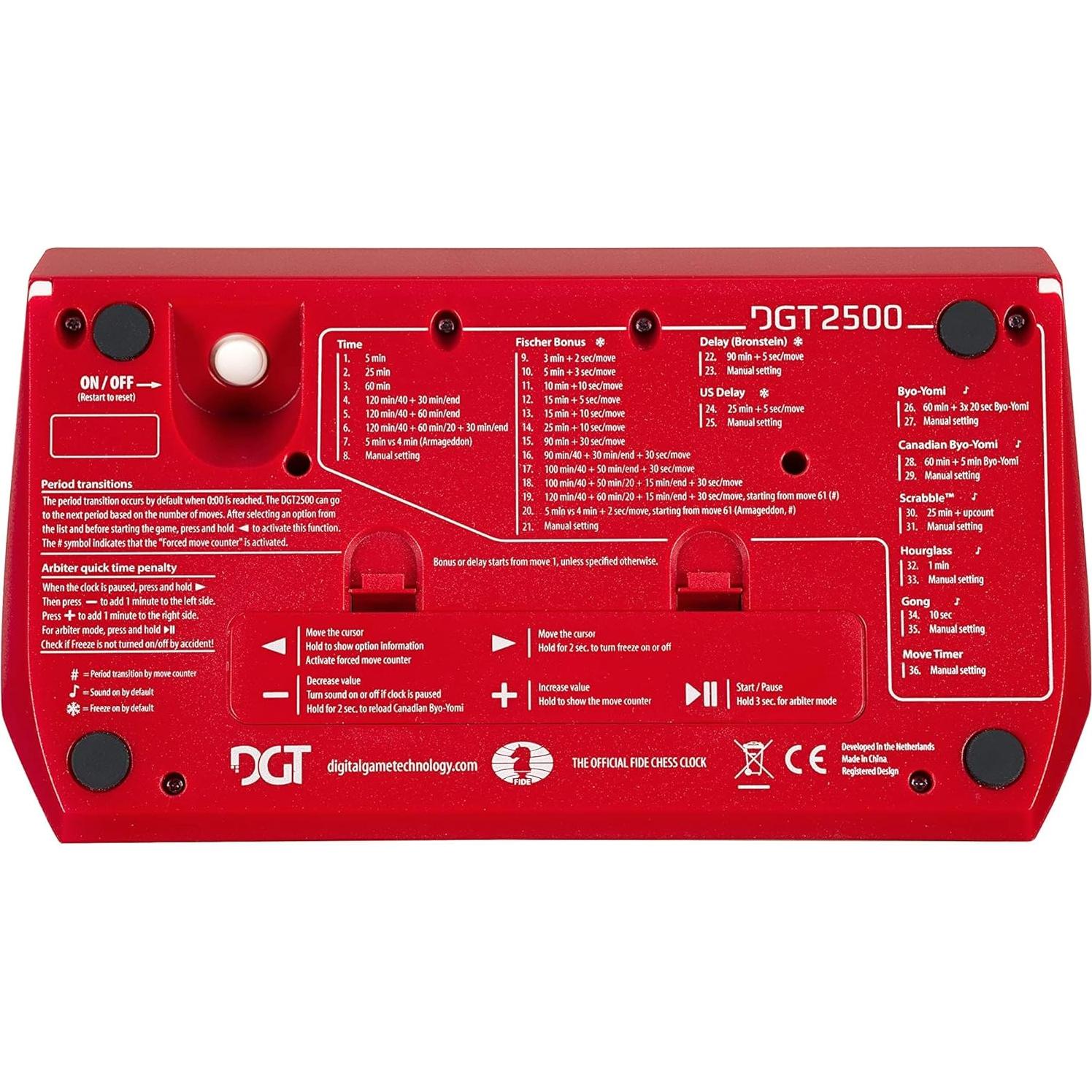 Reloj de Ajedrez Digital DGT 2500 FIDE - Rojo