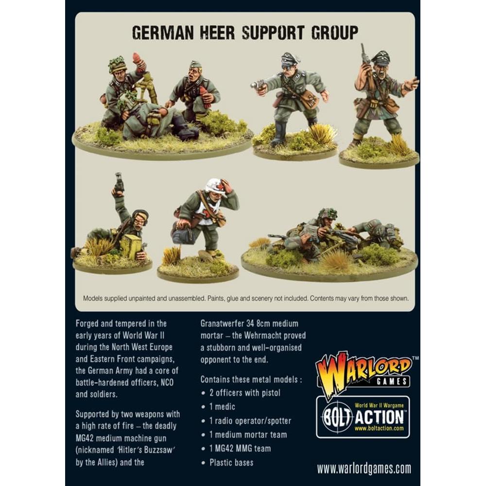 Grupo de Apoyo del Heer Alemán Warlord Games 10 Miniaturas Metal