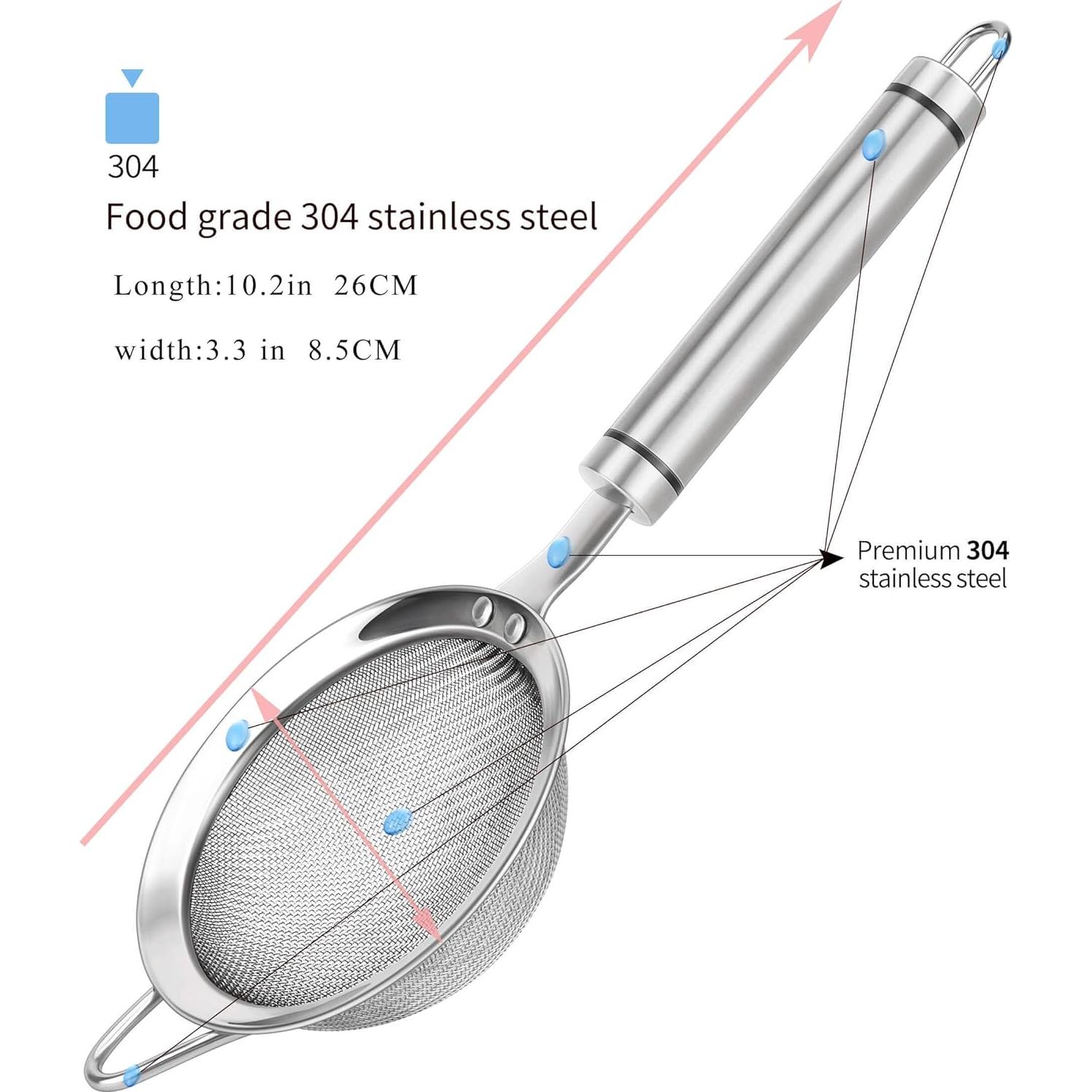 Colador de Malla Fina SUNWUKIN 8.5 cm Acero Inoxidable
