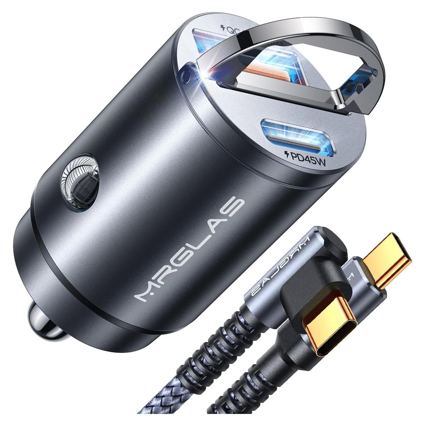 Cargador de coche MRGLAS 90W USB C Rápido con Cable 1m