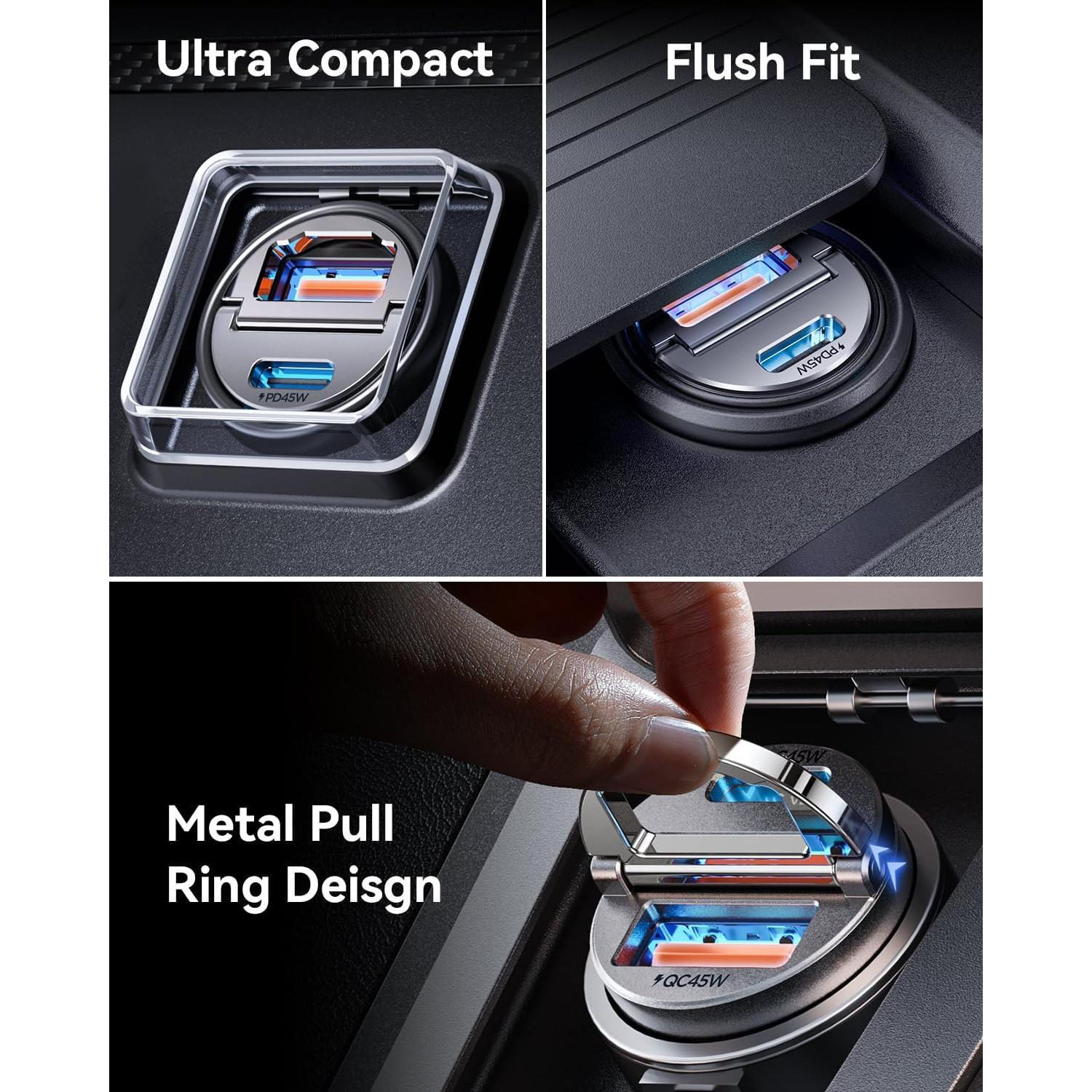 Cargador de coche MRGLAS 90W USB C Rápido con Cable 1m