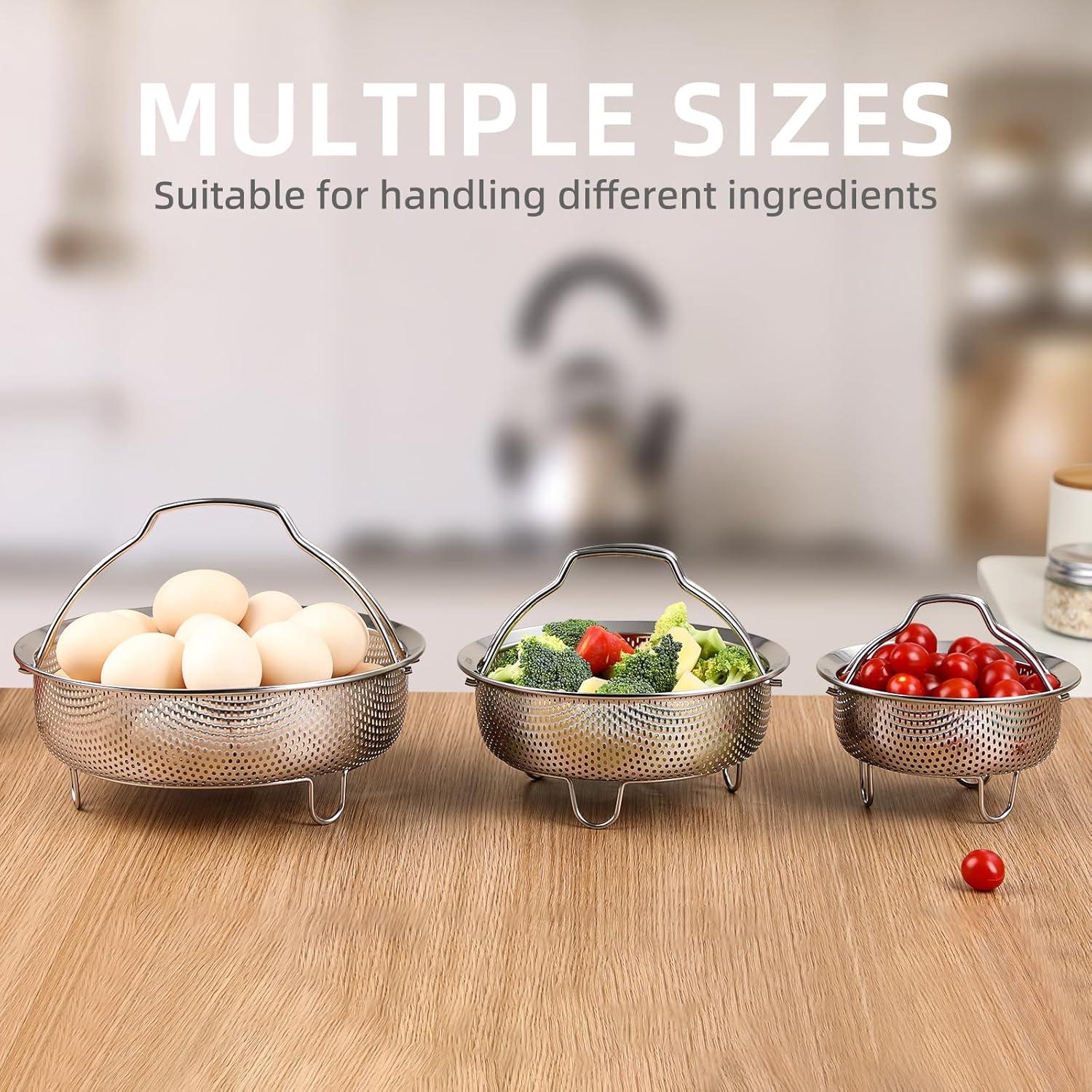 Cesta Vaporera de Acero Inoxidable YENXIKU 3L para Verduras