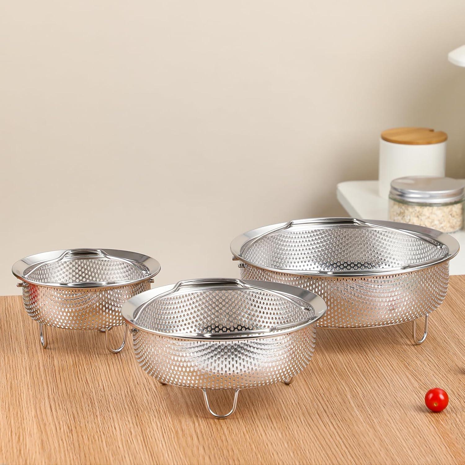 Cesta Vaporera de Acero Inoxidable YENXIKU 3L para Verduras