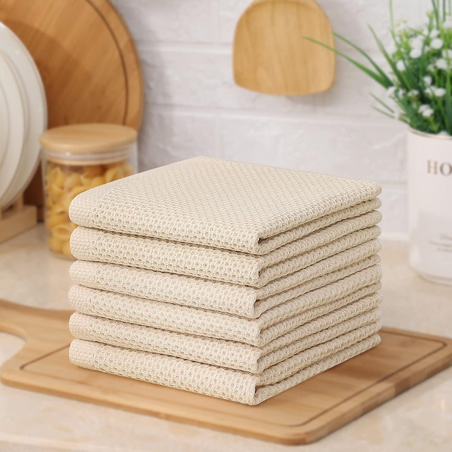 Kitinjoy Paños de Cocina 100% Algodón 6-Pack 30x30 cm Beige
