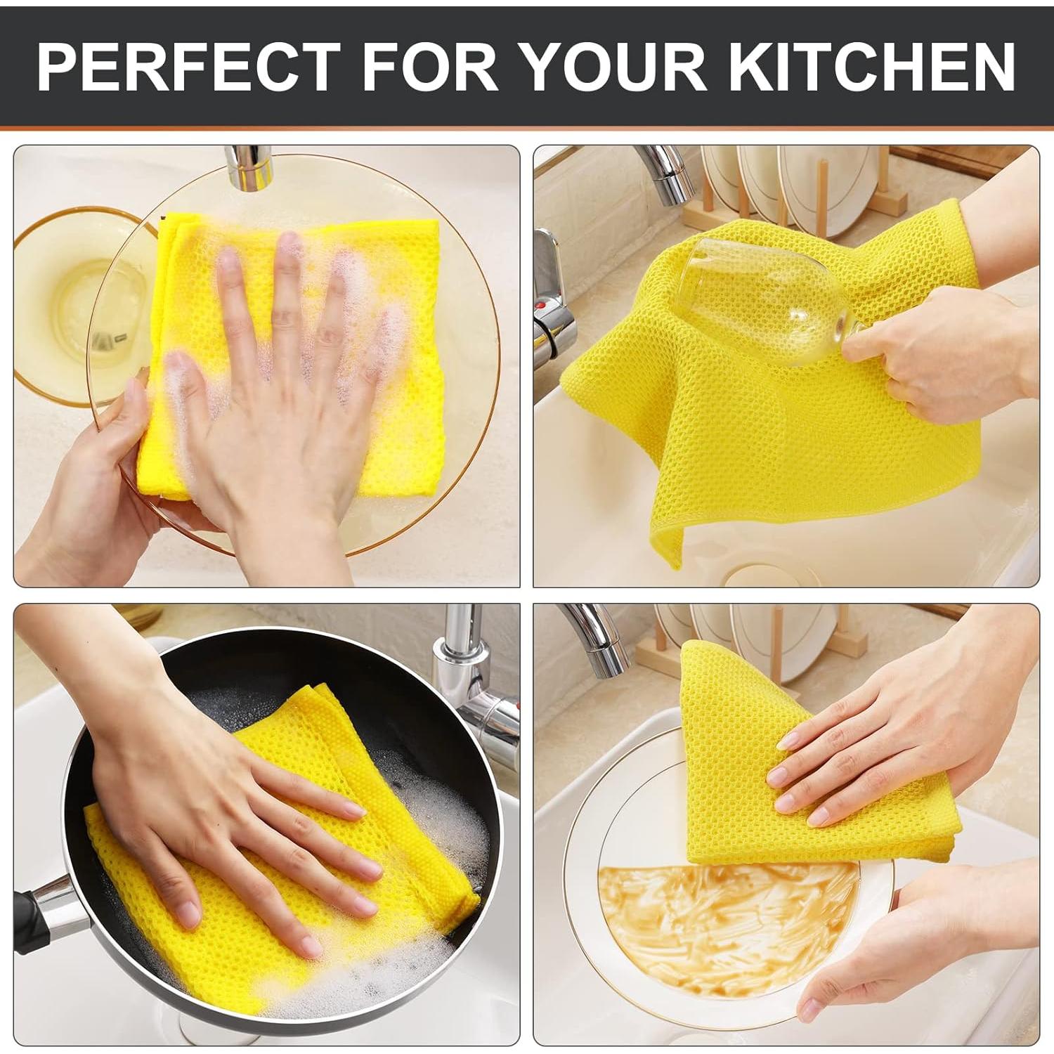 Paños de Cocina Kitinjoy 100% Algodón Amarillo 6 Piezas 30.48 cm