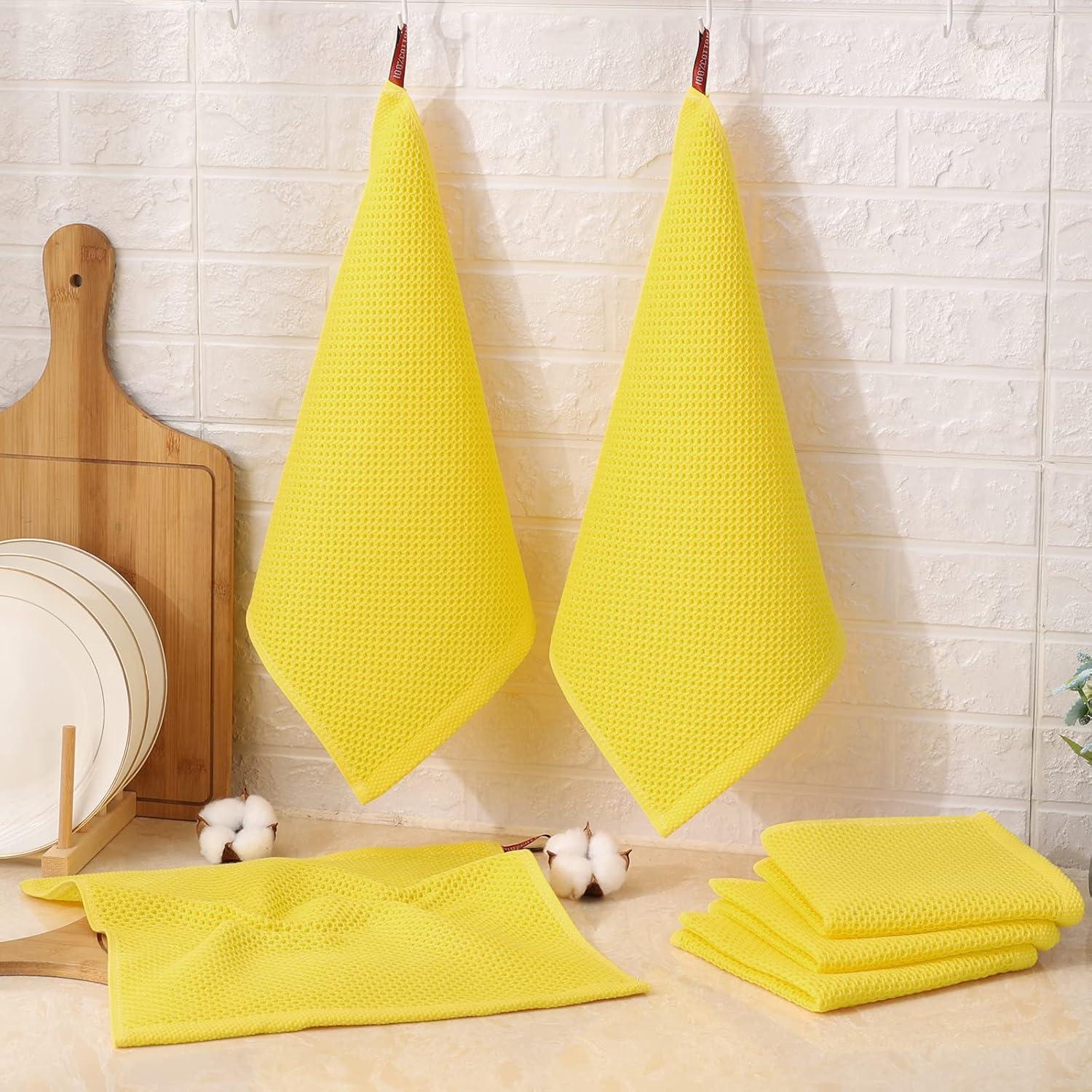 Paños de Cocina Kitinjoy 100% Algodón Amarillo 6 Piezas 30.48 cm